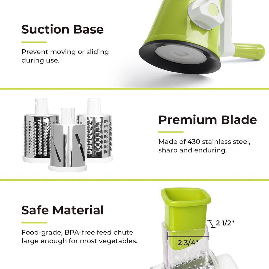 3 in 1 Rotary Cheese Grater Vegetable Slicer
