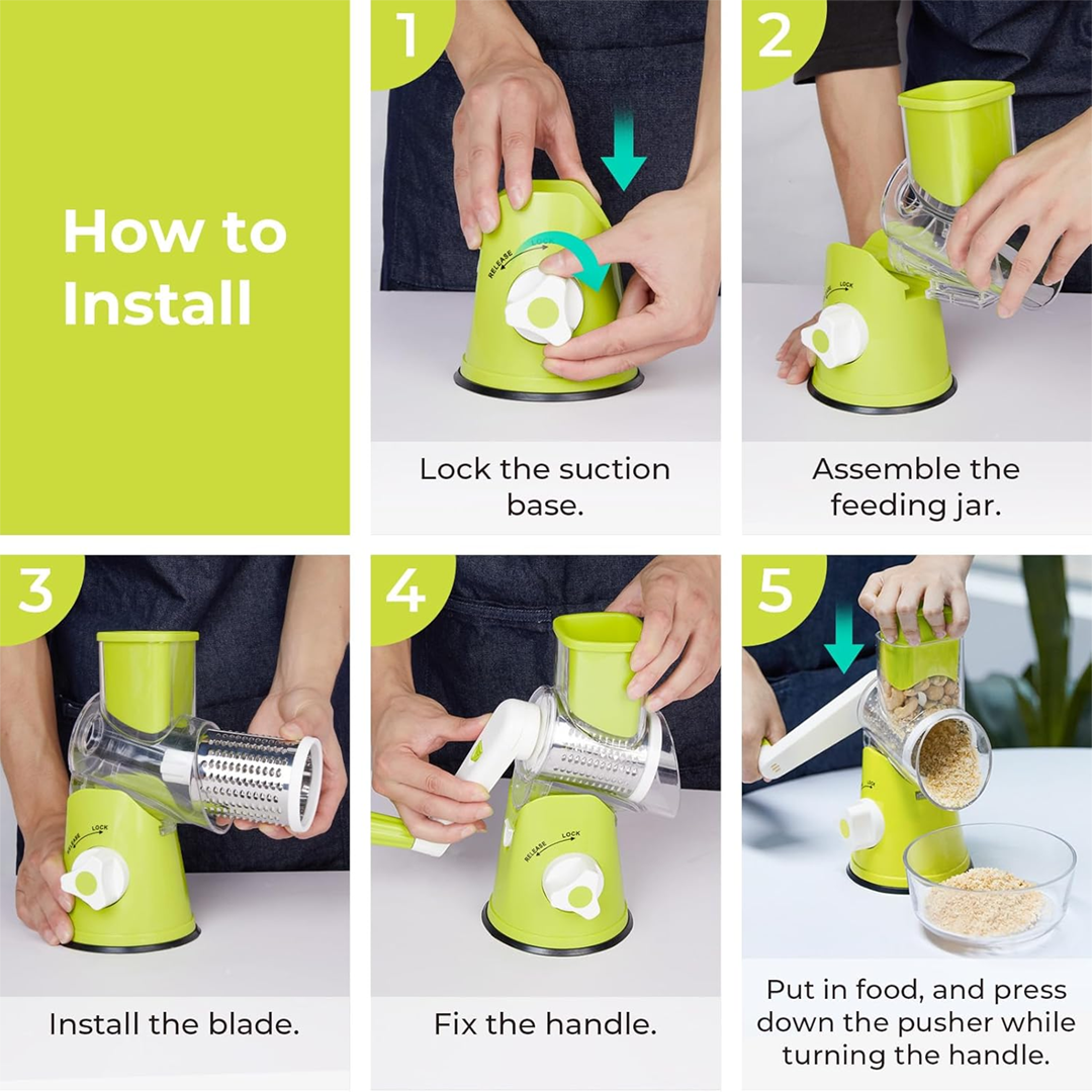 3 in 1 Rotary Cheese Grater Vegetable Slicer