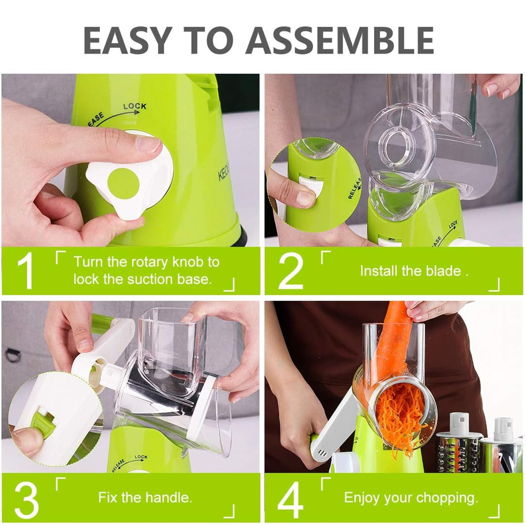 3 in 1 Rotary Cheese Grater Vegetable Slicer