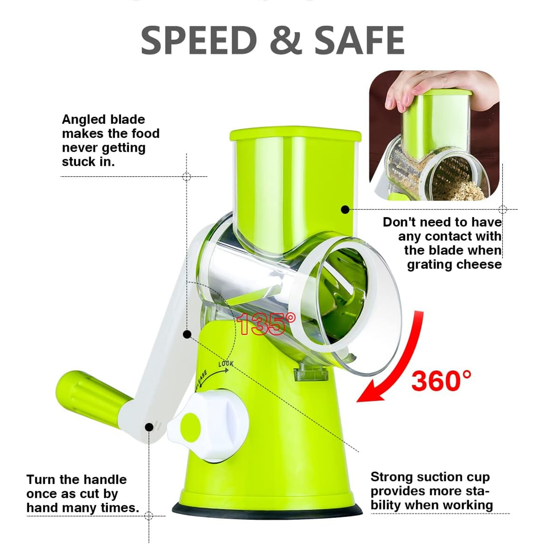 3 in 1 Rotary Cheese Grater Vegetable Slicer