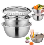 Multifunctional Stainless Steel Basin Set Mixing Bowl Set Grater Bowl 3 In 1