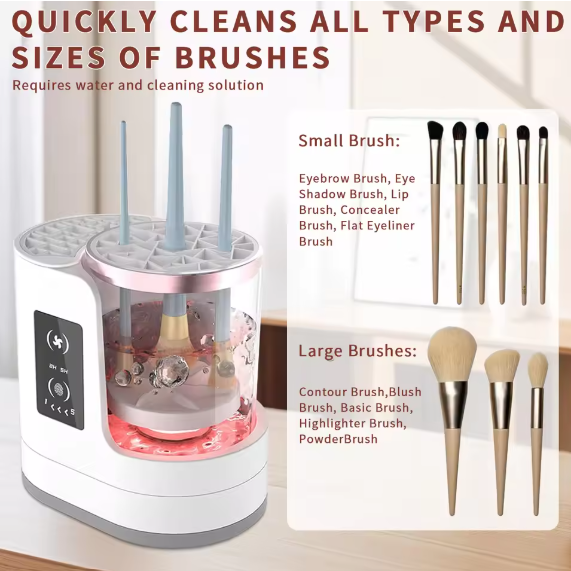 Rechargeable Electric Makeup Brush Cleaner with Dryer & Disinfecting Function