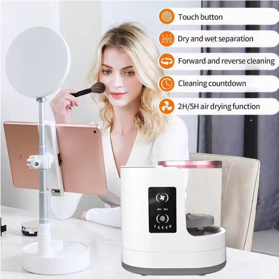 Rechargeable Electric Makeup Brush Cleaner with Dryer & Disinfecting Function